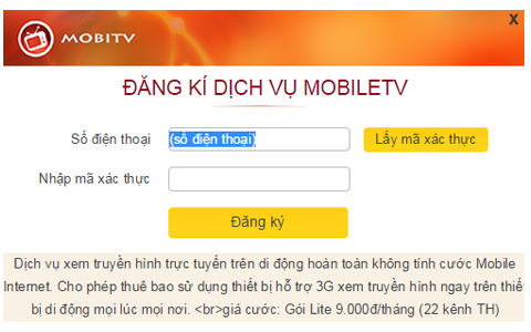 đăng ký dịch vụ MobiTV