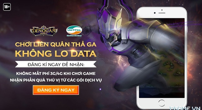 Chơi Liên Quân thả ga không lo data với gói cước Viettel