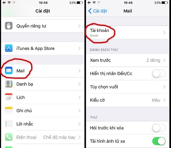 cách đăng xuất mail trên iPhone