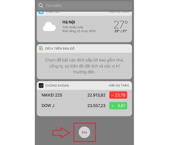 Theo đó bạn truy cập vào widget trên màn hình khóa rồi chọn Sửa