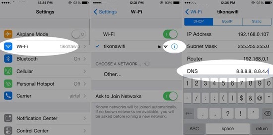 đổi DNS Google cho iPhone