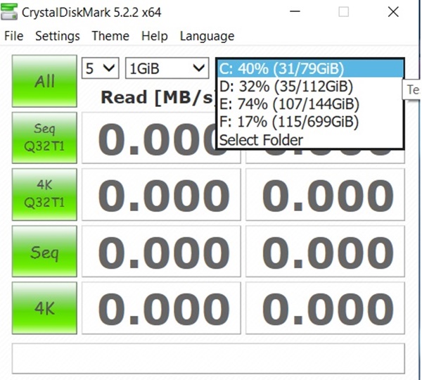 Kiểm tra sức khỏe ổ cứng bằng CrystalDiskMark