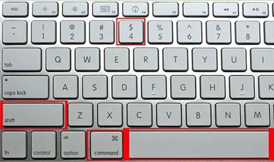 Command + Shift + 4 + Space Bar