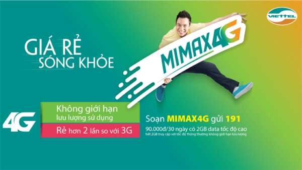Nhằm giúp người dùng tiếp cận mạng di động 4G, Viettel đã chính thức cho ra mắt gói cước không giới hạn lưu lượng MiMax 4G