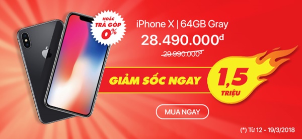 iPhone X 64GB Gray giảm giá ngay 1,5 triệu đồng