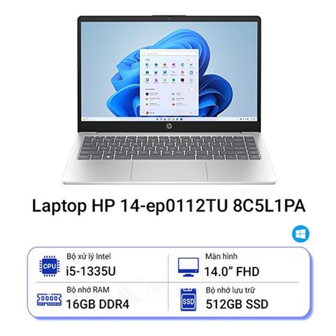 MTXT HP 14-ep0112TU (i5-1335U/16GD4/512GSSD/14.0FHD/Wlax/BT5/3C41WHr/W11SL/BẠC) (8C5L1PA)