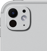iPad Pro, vỏ ngoài mặt sau, màu bạc, hệ thống camera chuyên nghiệp với ống kính năm thành phần và flash true tone thích ứng