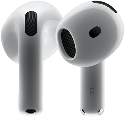 Phần cứng của AirPods 4, hình ảnh mặt trước và mặt sau thể hiện thiết kế mới