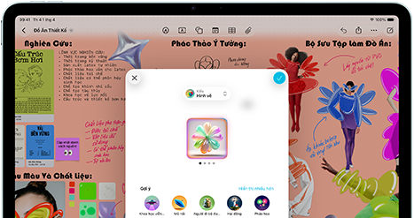 iPad Air, vỏ ngoài mặt trước, nằm ngang, nút tăng âm lượng, nút giảm âm lượng, nút nguồn, màn hình hiển thị giao diện ứng dụng đầy màu sắc với nhiều biểu tượng
