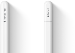 Apple Pencil Pro và Apple Pencil (USB-C) đặt cạnh nhau