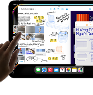 Chế độ xem đa nhiệm của iPadOS trên iPad Pro hiển thị nhiều ứng dụng chạy đồng thời.