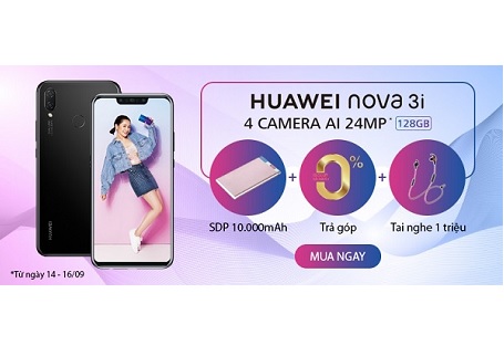 Cơ hội nhận quà sạc dự phòng, tai nghe siêu chất khi mua Huawei Nova 3i dịp cuối tuần