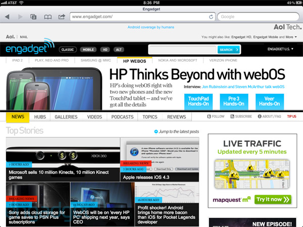Trình duyệt web Safari trên iPad 2 Trình duyệt web Safari trên iPad 2